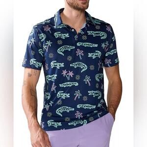 Chubbies Men's Lightweight Performance Polo Neon Glades Sz Sm EUC